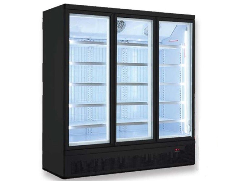 2248L Four Glass Door Upright Display Fridge - Black Carousel 1