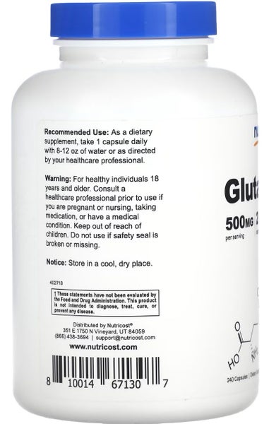 L-GLUTATHIONE REDUCED 500 mg 240 CAPS - GF & NON GMO - E0427 Carousel 3