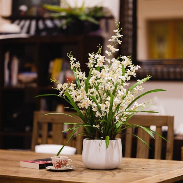 78cm Dancing Lady in Pot Artificial Flower Plant Decor - Cream Carousel 2