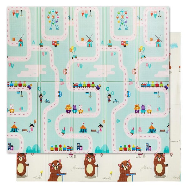 Bopeep Kids Play Mat Baby Crawling Pad Floor Foldable XPE Foam Non-slip Carpet Carousel 1
