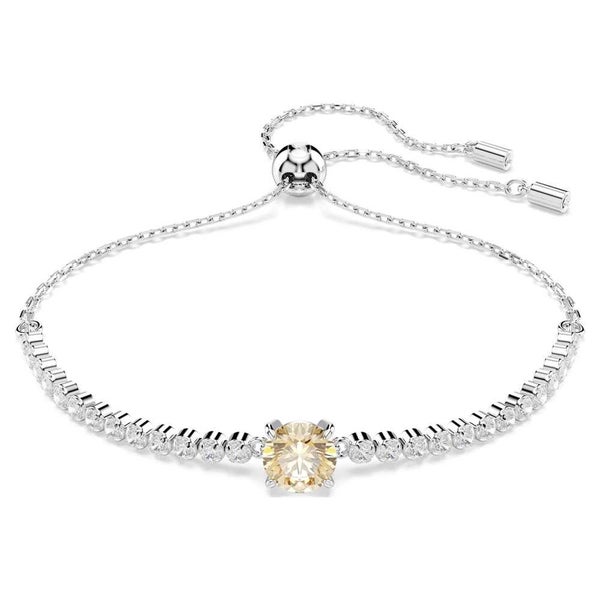 Swarovski Matrix Tennis Bracelet Mixed Cuts, Yellow w / Rhodium-Plate Carousel 1