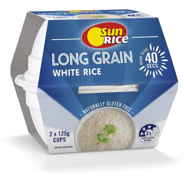 Sunrice Quick Cups Microwave Rice White Long Grain Carousel 1