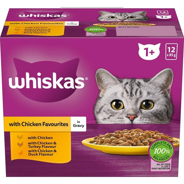 Whiskas Wet Cat Food Chicken In Gravy Pouch 12x85g Carousel 1
