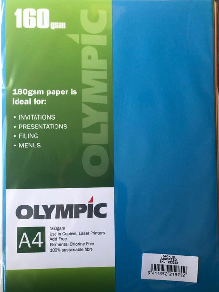 Olympic A4 Paper - 160gsm, Assorted (Pack of 15) Carousel 1