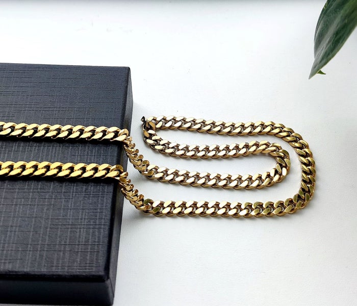 (18K Gold Filled) Link Chain Steel Necklace 6mm NST18TY-3 Carousel 1