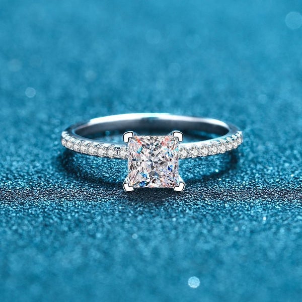 1ct Princess Cut Moissanite Diamond Ring Engagement S925 18K White Gold Plated62988861467137119