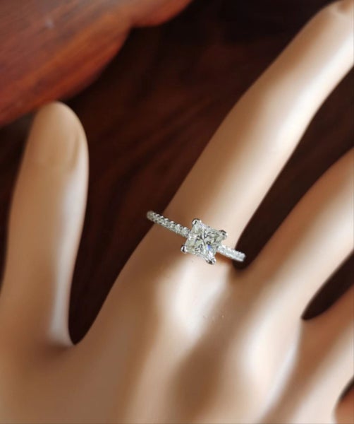 1ct Princess Cut Moissanite Diamond Ring Engagement S925 18K White Gold Plated62988861467137114