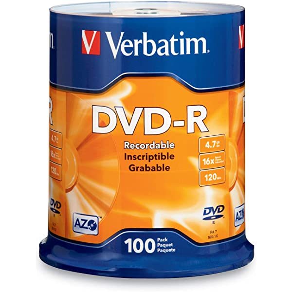 Verbatim DVD-R 4.7GB 16x 100 Pack on Spindle 1 Year Warranty Carousel 1