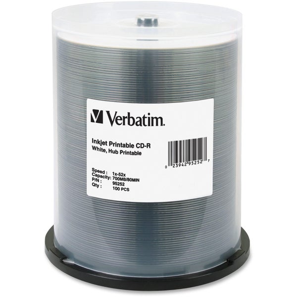 Verbatim CD-R 700MB 52x White Printable 100 Pack on Spindle Carousel 1