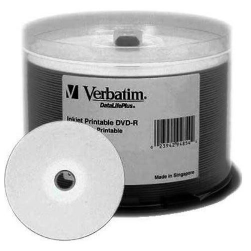 Verbatim DVD-R 4.7GB 16x White Wide Inkjet Printable 50pk on Spindle Carousel 1
