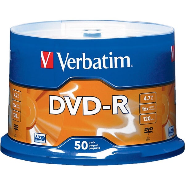 Verbatim DVD-R 4.7GB 16x 50 Pack on Spindle 1 Year Warranty Carousel 1