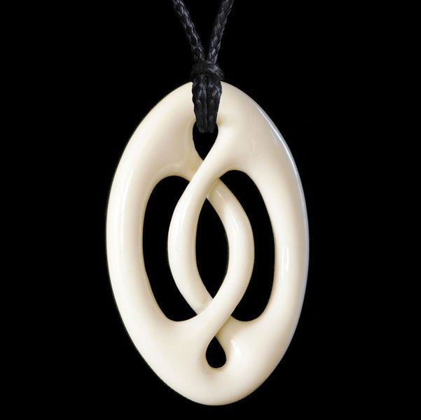 Oval Overlay Twist, handcrafted bone pendant Carousel 1