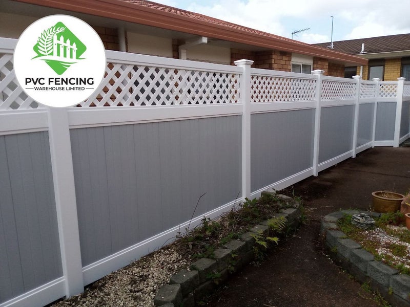 Bertha- Lattice-Top Privacy PVC Fence Combined Panel Kit 1800H x 2440W Carousel 1