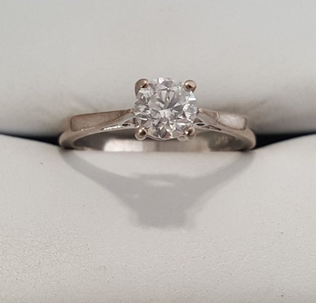A Classic 18 CT White Gold 0.66 Carat Certified Solitaire Natural Diamond Ring Carousel 2