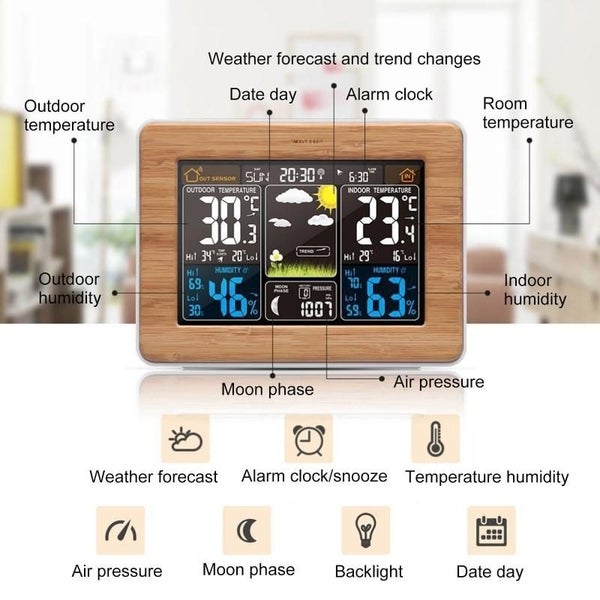 Hod Health And Home Digital Weather Station Wireless Sensor Lcd Display Alarm Cl Carousel 6