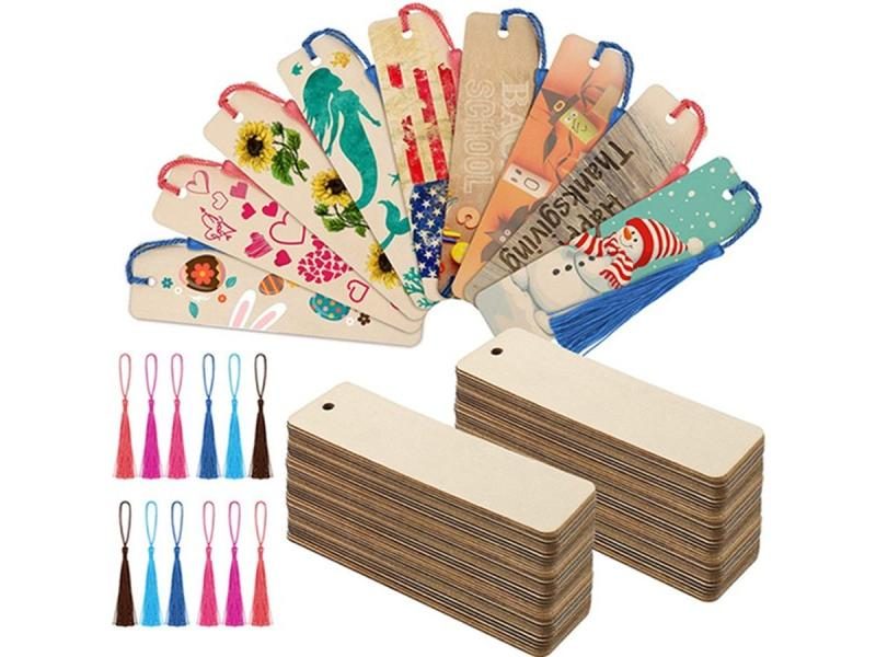 36Pcs Wood Bookmark Bulk Blank Originality Bookmarks Wooden Sign Unfinished Carousel 1
