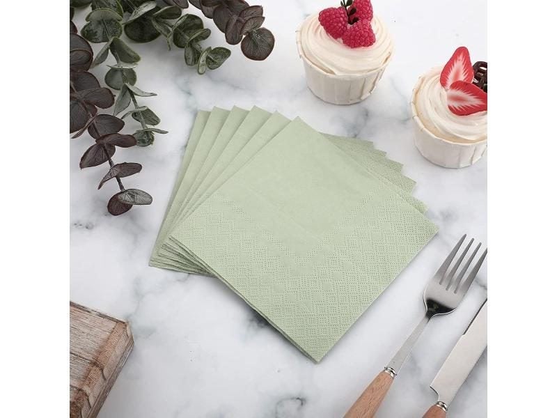 100/250PCS Sage Paper Napkin Disposable Cocktail Napkins 2 Ply Dinner Napkins Carousel 2