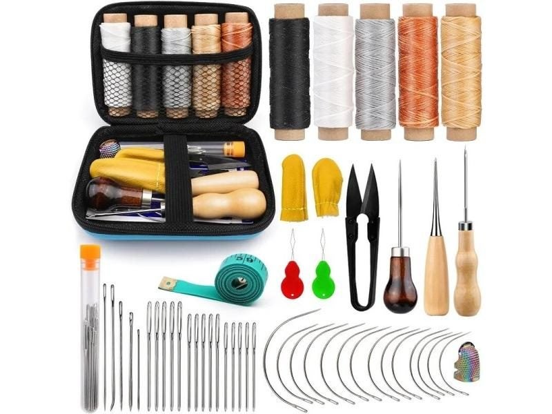 BUDDUR Leather Sewing Tools Kit With Waxed Threads And Finger-cot Hand Sewing Carousel 1