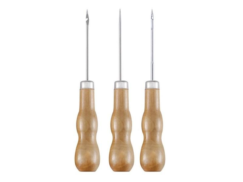 Wooden Handle Sewing Awl DIY Carft Stitch Needle Cone Die Stencils Canvas Shoes Carousel 2