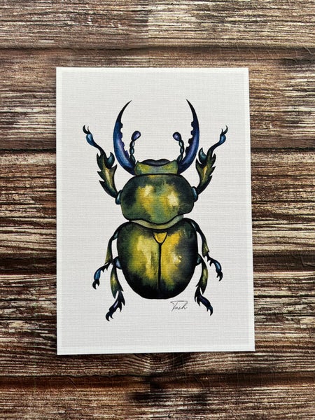 MINI PRINT ~ Watercolour Beetle Carousel 1