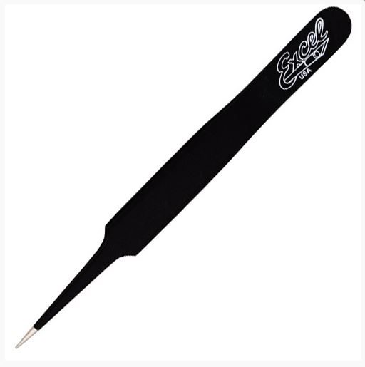 Excel 30421 Excel 4.5 Inch Straight Point Tweezer Black Carousel 1