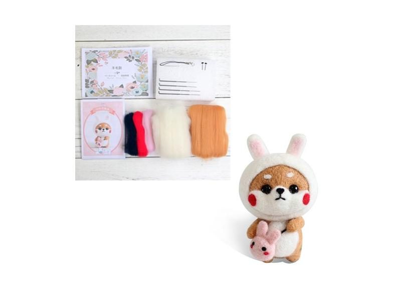 Non Finish Cute Animal Shiba Inu Dog Doll Toy Handmade Kit DIY Craft Needle Carousel 1