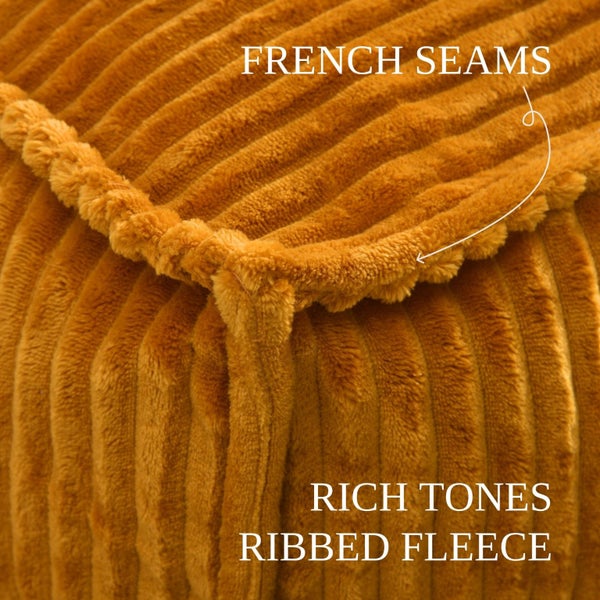 Cadence & Co. Wilde Ribbed Luxe Fleece Beanbag Lounge Cover Mustard Carousel 2