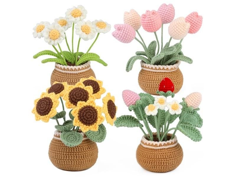KRABALL Crochet Flower Kit With Yarn Hook Needles For Beginners DIY Carousel 2