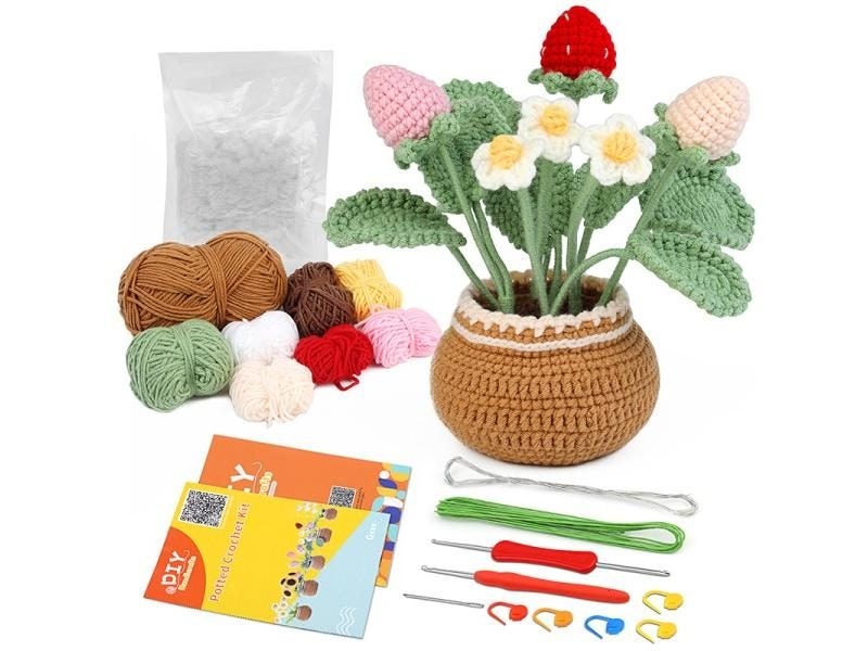 KRABALL Crochet Flower Kit With Yarn Hook Needles For Beginners DIY Carousel 1