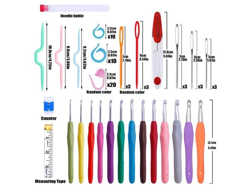 IMZAY 76Pcs Crochet Hooks Set With Ergonomic Handle Knitting Needles Big Eye Carousel 2