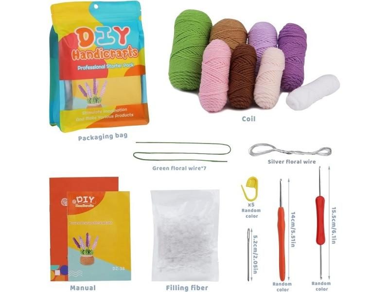 BUDDUR Purple Lavender Crochet Knitting Kit With Crochet Hooks And Cotton Yarn Carousel 2