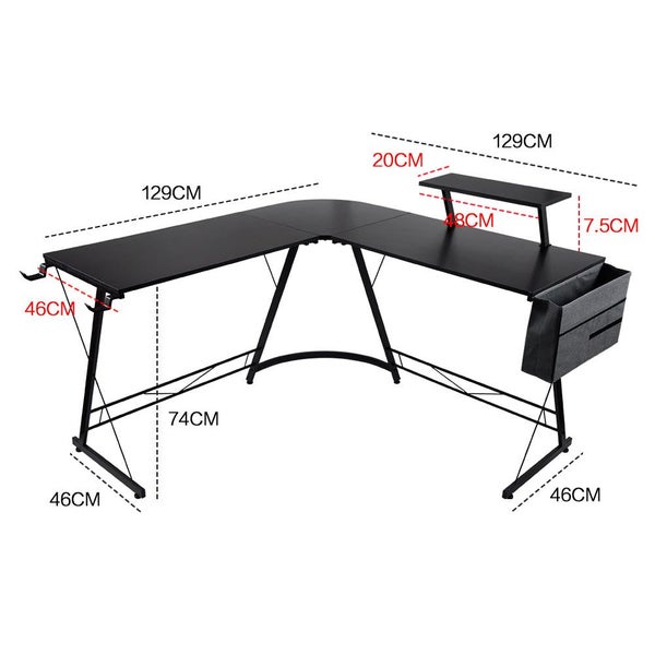 Corner Gaming Desk L Shaped Round Computer Desk Workstation With Screen Riser Carousel 12