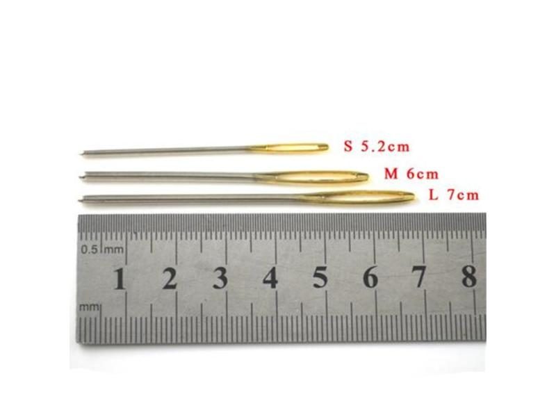 18pcs/Set 3 Sizes 7/6/5.2cm Large Leather Hand Sewing Needles Gold Eye For Home Carousel 1