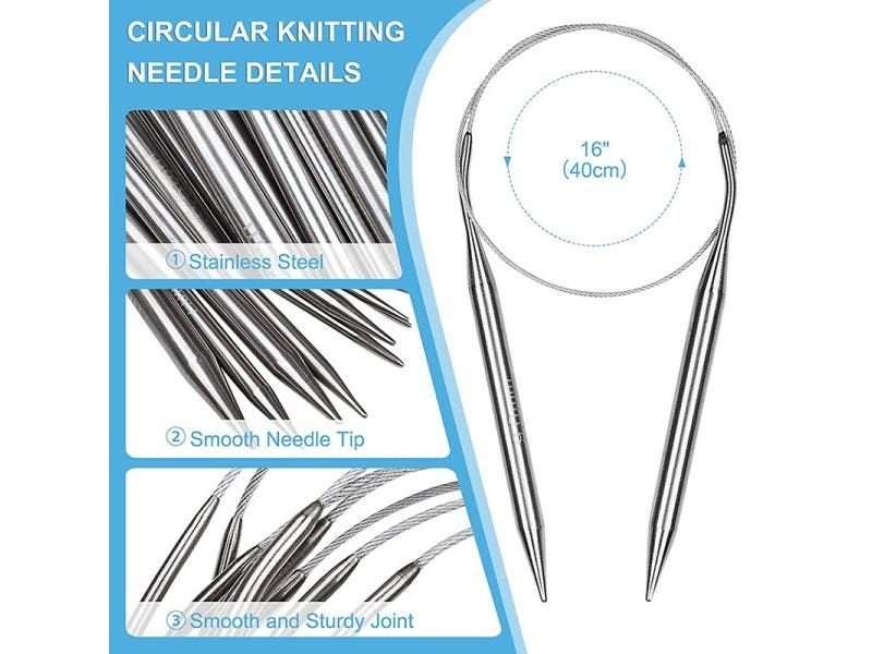 1Pc 1.5-10mm Circular Knitting Needles Stainless Steel Crochet Needles Knitting Carousel 1