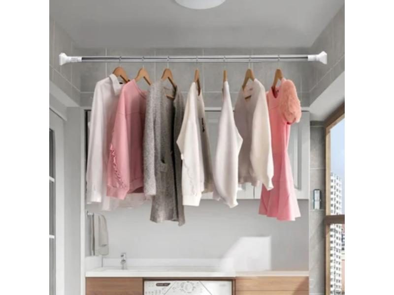 Drill-Free Adjustable Rod Hanger Telescopic Rod No-Punch Adjustable Shower Carousel 2