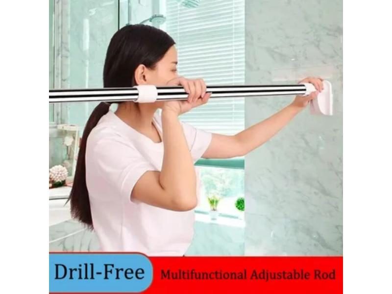 Drill-Free Adjustable Rod Hanger Telescopic Rod No-Punch Adjustable Shower Carousel 1