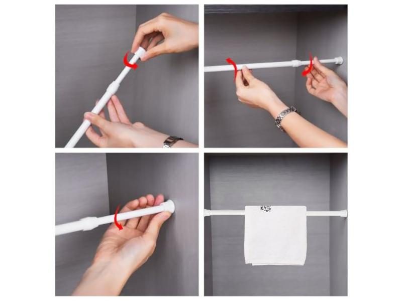 Multi Purpose Spring Loaded Telescopic Curtain Pole Rods Carousel 2