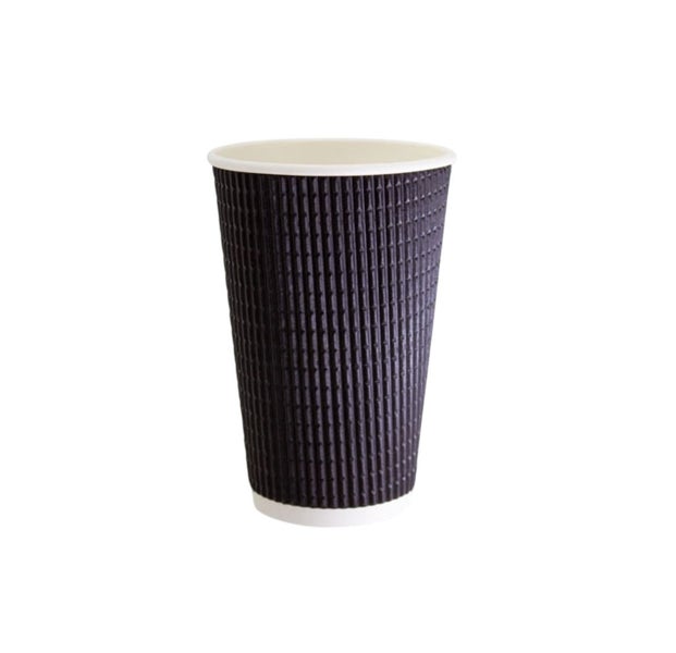 100 x 16oz Charcoal Triple Wall Corrugated Hot Coffee Cups 475ml Carousel 2