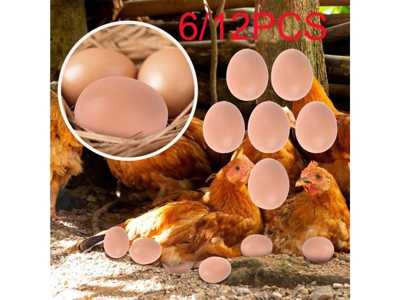 6/12Pcs Plastic Eggs Chicken House Small Fake Eggs Farm Animal Supplies Cages Carousel 2