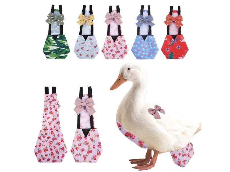 Pet Supplies Washable Nylon Duck Diaper For Chickens Geese Elastic Band Bowknot Carousel 2