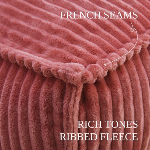 Cadence & Co. Wilde Ribbed Luxe Fleece Double Sofa Bean Bag Lounge Cover Blush Carousel 2