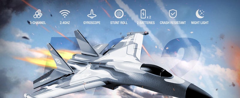 3CH RC Airplane,RC Plane with Night Light,2.4GHz F-22 Remote Control Airplane wi Carousel 1