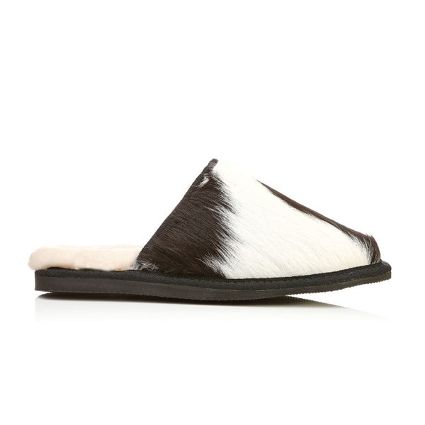 Comfy Calfskin Scuff Cowhide Slipper with Sheepskin Innersoles Carousel 2