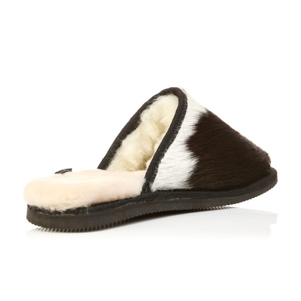 Comfy Calfskin Scuff Cowhide Slipper with Sheepskin Innersoles Carousel 3