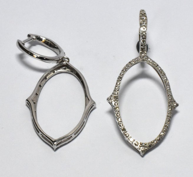 $1,899 10ct White Gold Diamond Drop Hoop Earrings TCW 0.34cts!! - 167659 Carousel 1