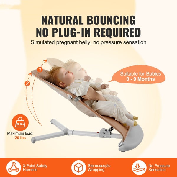 New Baby Bouncer Folding Bouncer Seat Chair for Babies with 2 Reclining Angles Carousel 2