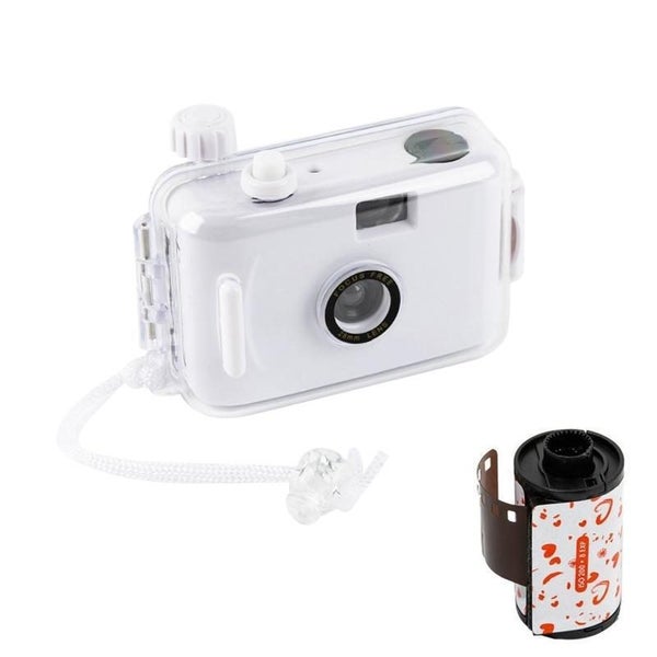Cute Retro Film Waterproof Shockproof Camera With Disposable Film All White S... Carousel 1