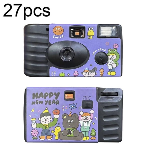 27Pcs New Year Retro Film Camera Waterproof Cartoon Decorative Stickers Witho... Carousel 1