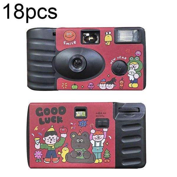 18Pcs Red Good Luck Retro Film Camera Waterproof Cartoon Decorative Stickers ... Carousel 1