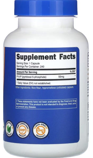 VITAMIN B6 P-5-P BIOAVAILABLE FORM 50 MG 240 CAPS - E0627 Carousel 2